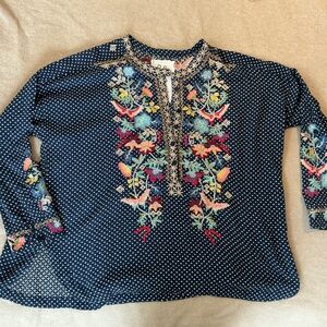 Johnny Was Navy blue Tunic, L-XL